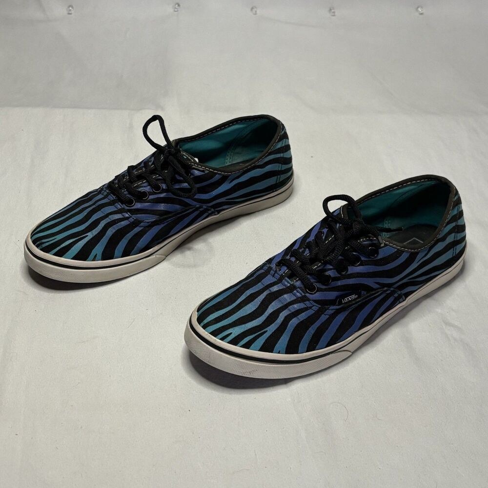 Vans Blue Black Zebra Print Lace Up Sneakers Men’s 7.5 Women’s 9